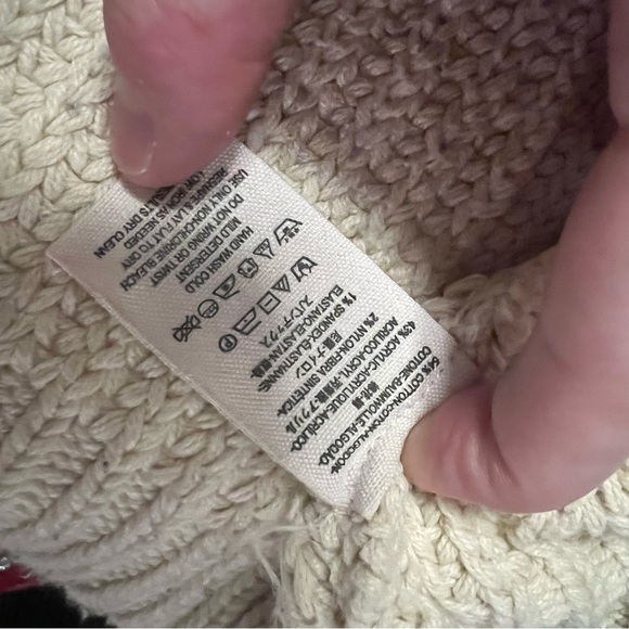 Free People Swim Too Deep Oversized Chunky Knit Sweater Tan M Cowl Mock Neck - Picture 5 of 14